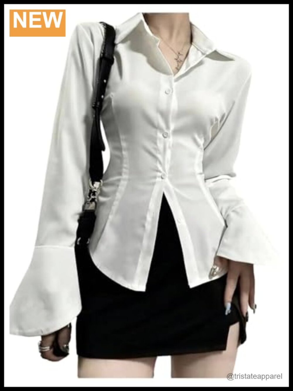 Women's Long Sleeve Button Down Blouse Lace Up Cinched Waist Office Shirt